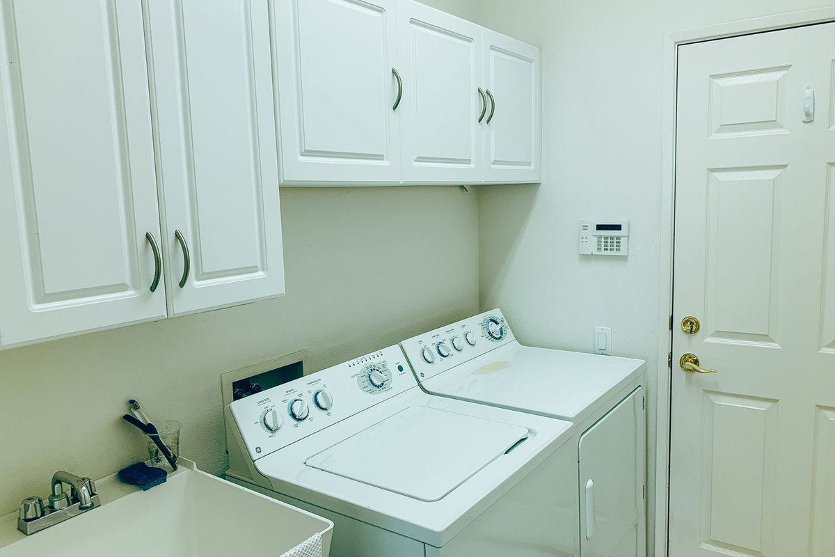 A home laundry area with a washer and dryer