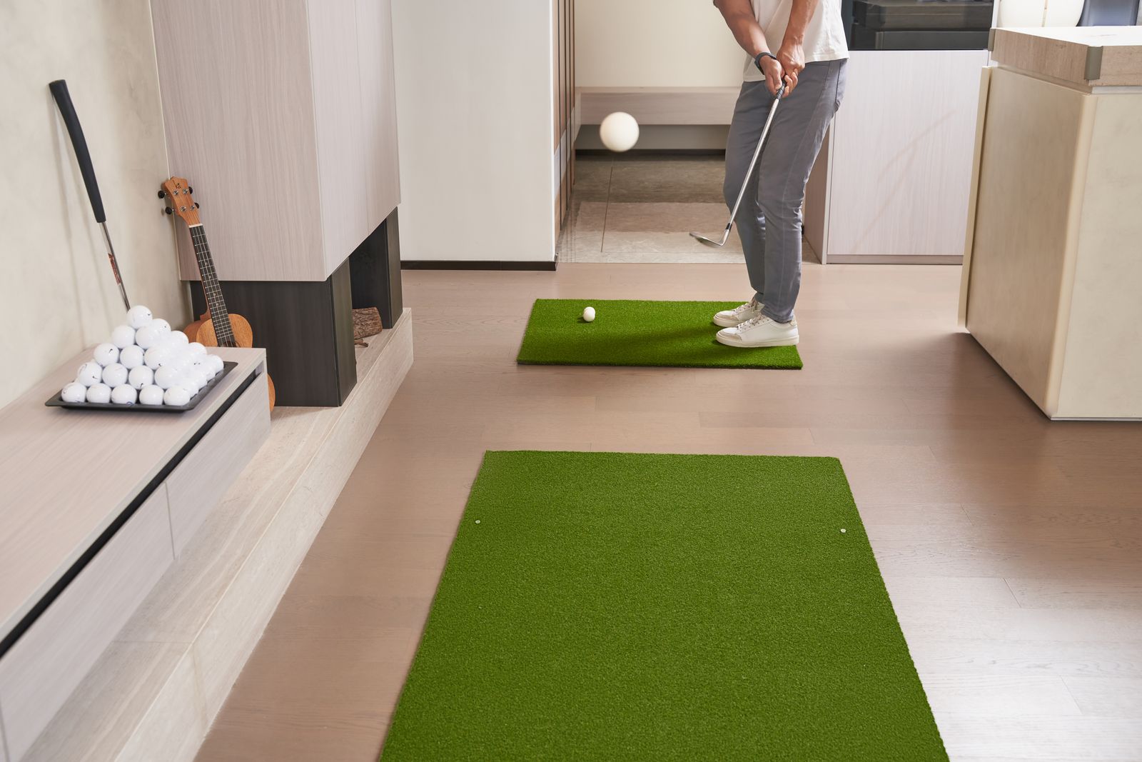 Backyard synthetic putting green in Anchorage, AK
