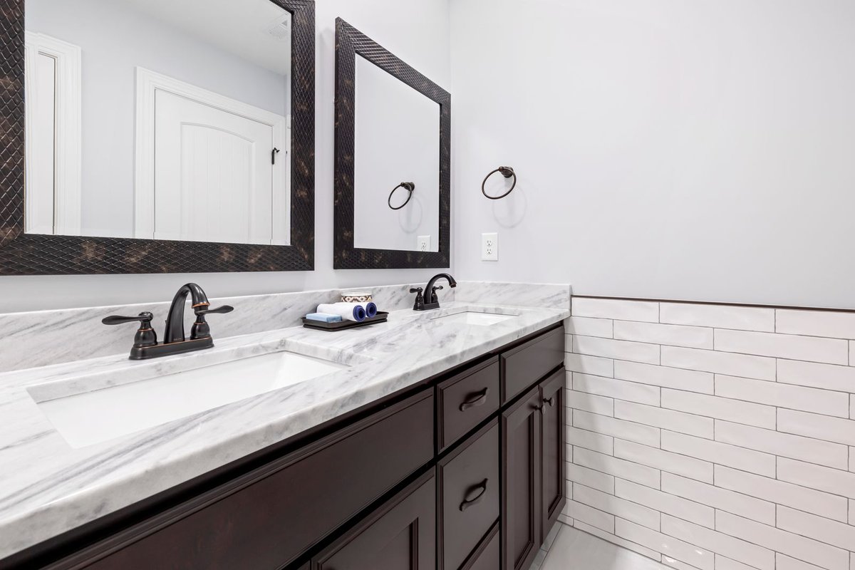 Stone bathroom vanity countertop with undermount sink in Anchorage, AK