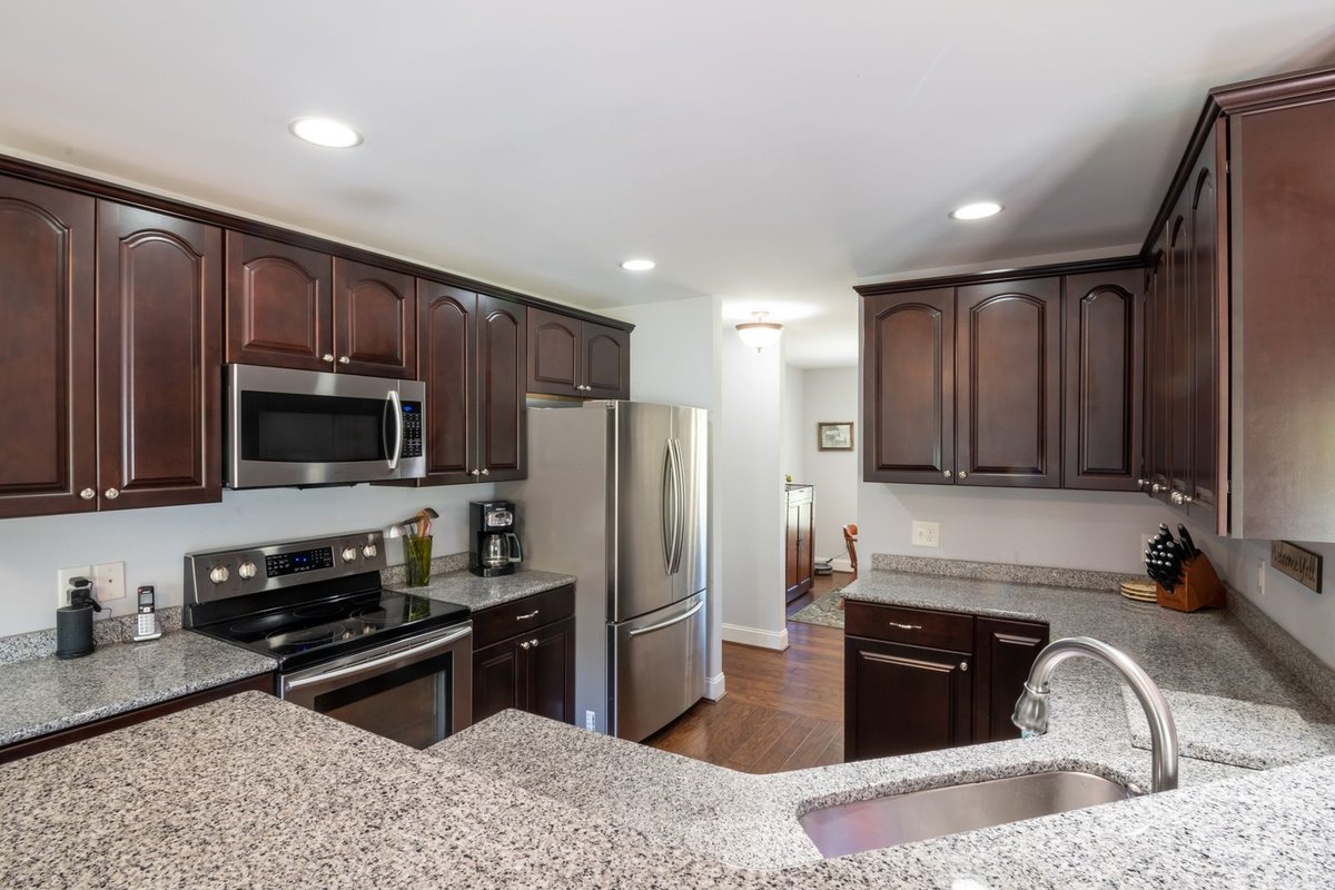 Polished granite countertop with natural veining in Anchorage