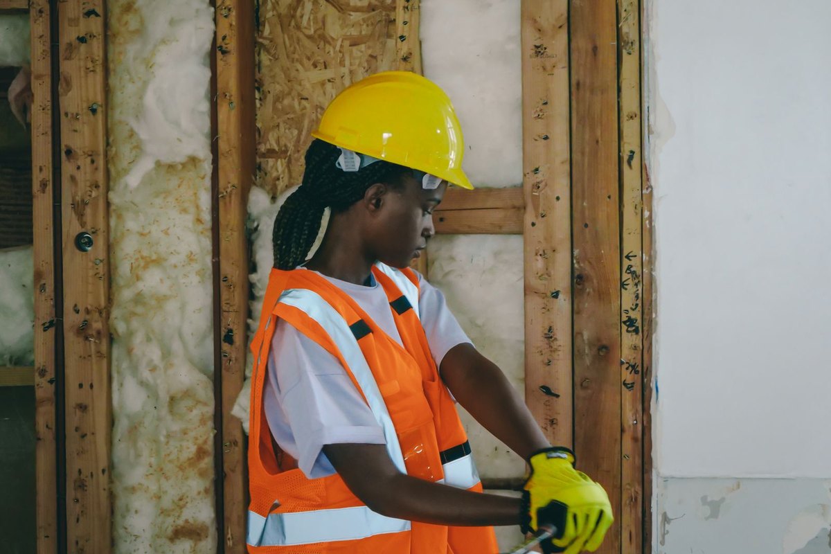 Construction worker during an interior renovation