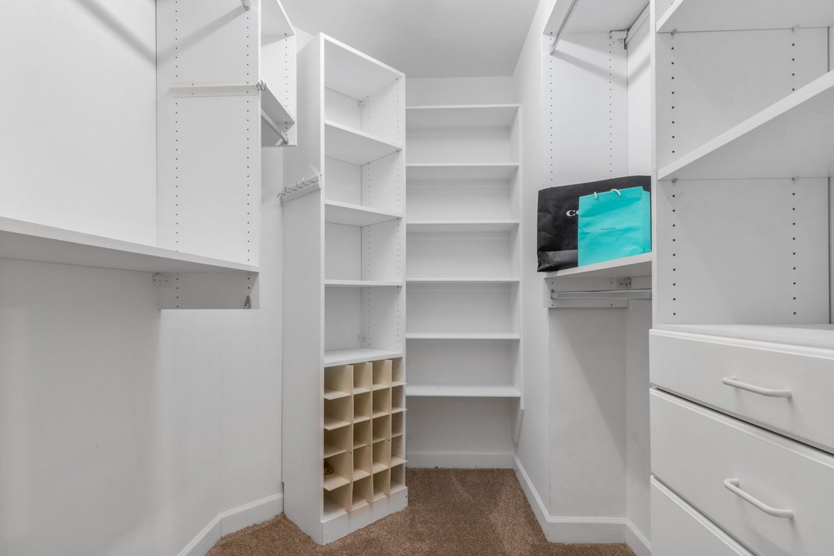 Custom closet shelving and drawer detail in Anchorage