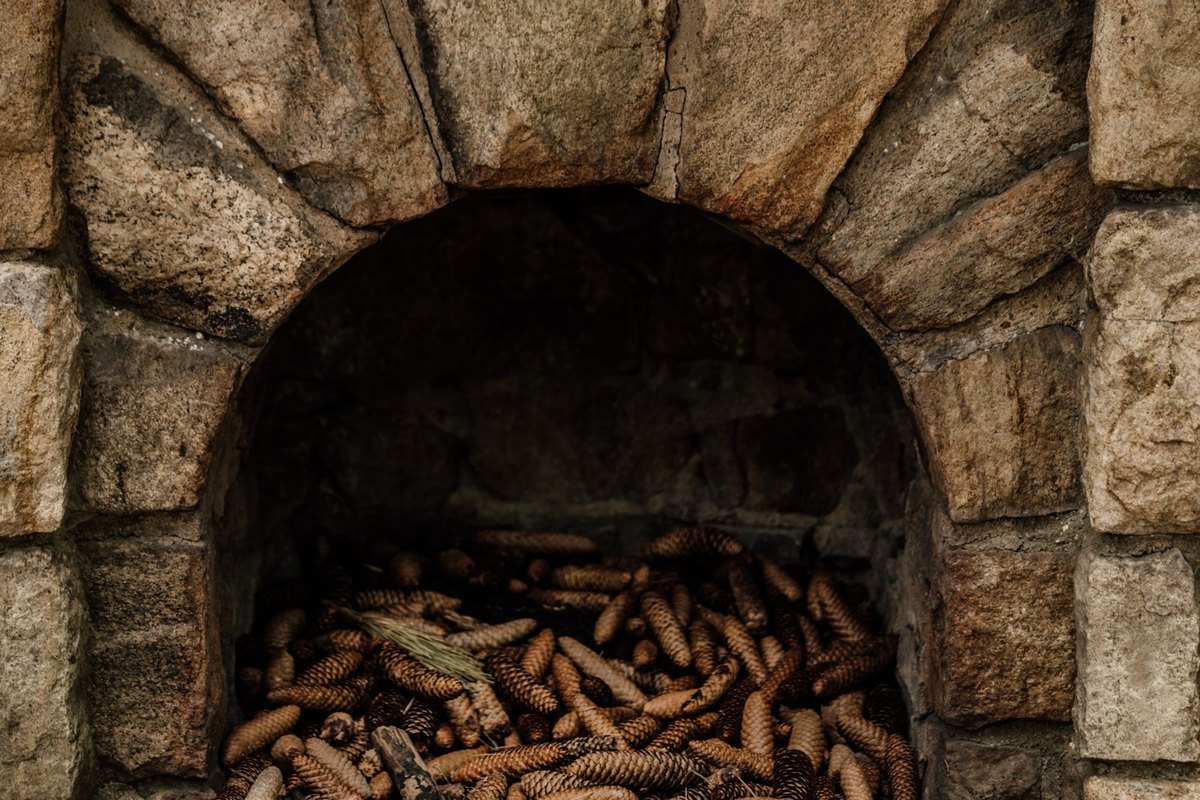 Close-up of a fireplace hearth and firebox in a Anchorage, AK home