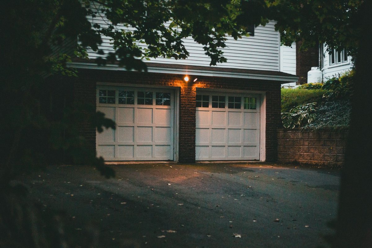 Residential garage door on a suburban home in Anchorage, AK