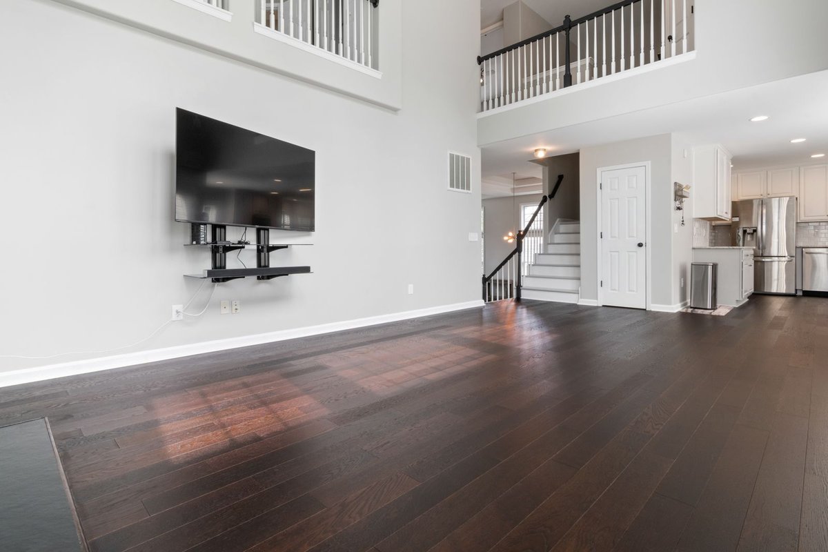 Stained and sealed hardwood floor in a Anchorage, AK home