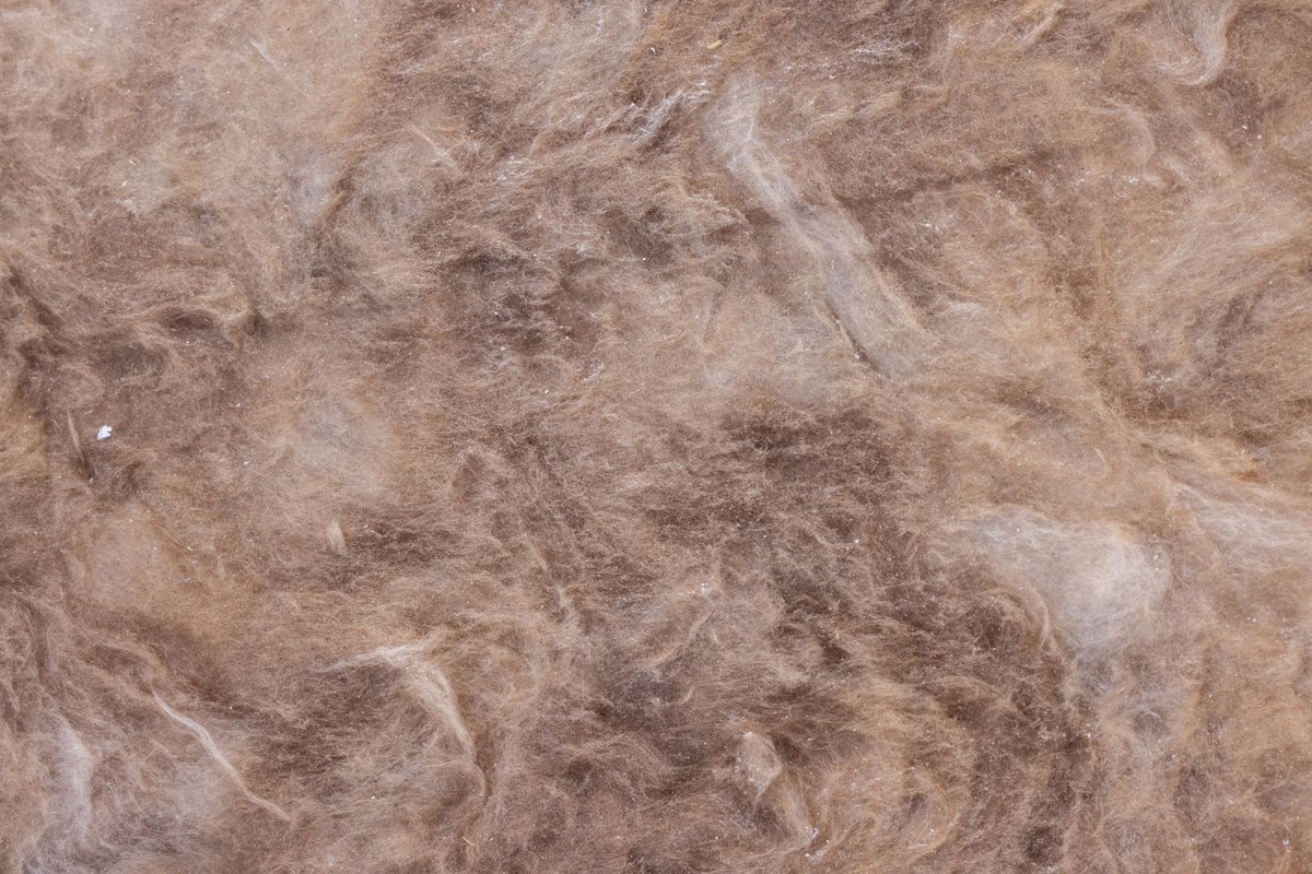 Close-up of loose, fibrous insulation material