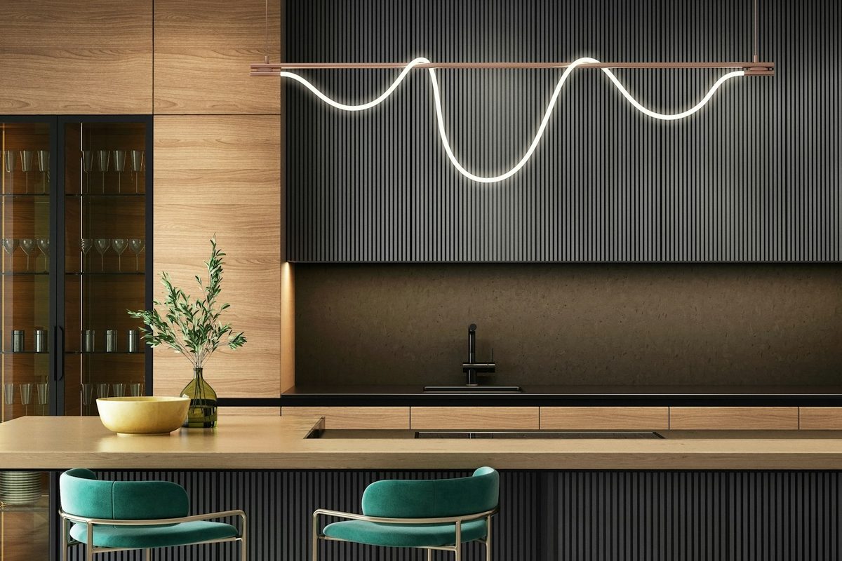 Kitchen island with seating in a remodeled Anchorage home
