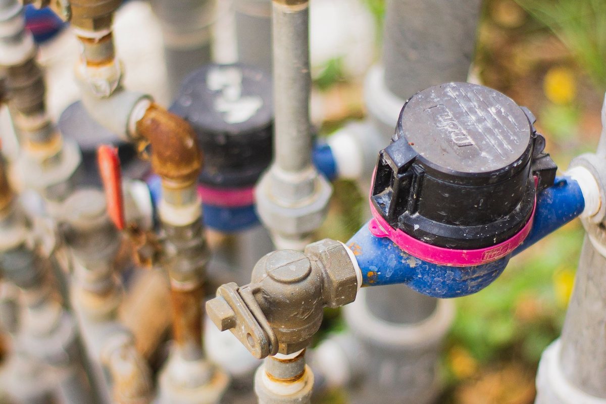Plumbing valves and water-meter pipework